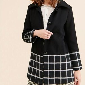 New Black and White Free People Coat Size M